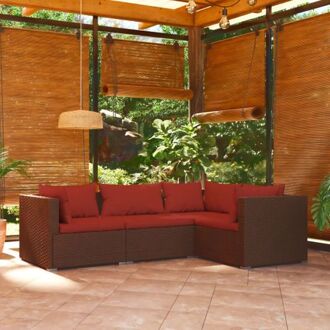 Lounge set - Bruin - Modulair ontwerp - Waterdicht PE-rattan - Comfortabele kussens - 70 x 70 x 60.5