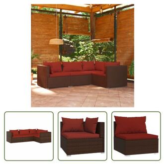 Lounge set - Bruin - Modulair ontwerp - Waterdicht PE-rattan - Comfortabele kussens - 70 x 70 x 60.5