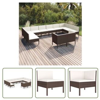 Lounge Set - Bruin - PE-rattan en gepoedercoat staal - Modulaire tuinmeubelset - 57x69x69 cm