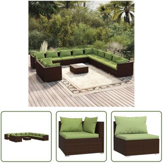 Lounge set - Bruin poly rattan - Modulair design - Waterbestendig - Stevig frame - Comfortabele