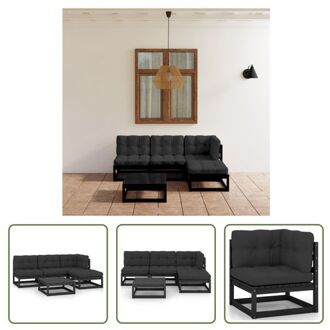 Lounge set - Grenenhout - 70 x 70 x 67 cm - zwart - incl - kussens