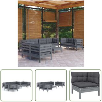 Lounge set - Grenenhout - Grijs - Afmetingen- 63.5 x 63.5 x 62.5 cm - inclusief 6 hoekbank - 2