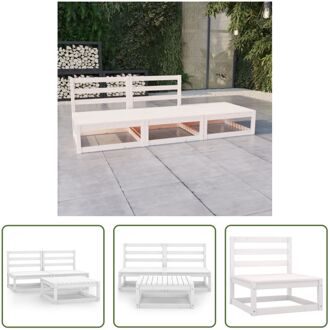 Lounge set - Grenenhout - Wit - 70 x 70 x 67 cm (middenbank) - 70 x 70 x 30 cm (tafel)