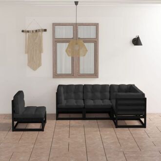 Lounge-set Grenenhout - Zwart - 70x70x67 cm - Inclusief Kussens