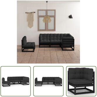 Lounge-set Grenenhout - Zwart - 70x70x67 cm - Inclusief Kussens