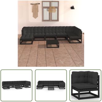 Lounge Set - Grenenhout - Zwart - 70x70x67cm - Inclusief Kussens