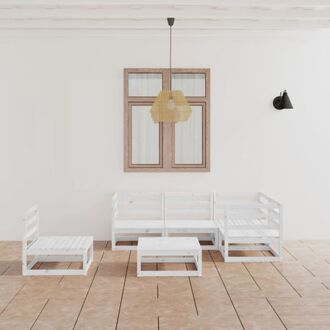 Lounge set - Massief grenenhout - 3x hoekbank - 2x middenbank - 1x tafel - Wit - 70x70x67 cm - 30