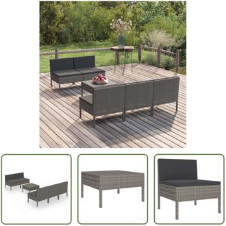 Lounge set - PE-rattan - Grijs - 57x69x69 cm - Inclusief kussens - Modulair