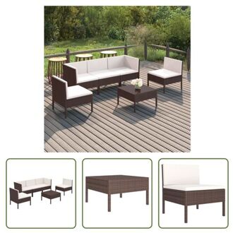 Lounge Set PE-Rattan - Modulair - Bruin - 60x60x35 cm - Inclusief kussens - Montage vereist - The