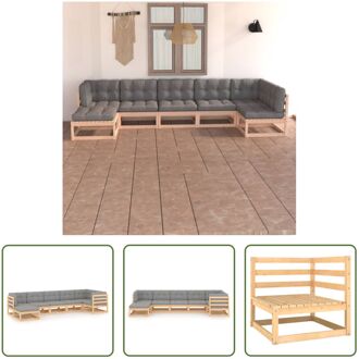 Lounge tuinset - Massief grenenhout - Grijs - 70x70x67cm - 3x middenbank - 3x hoekbank - 1x