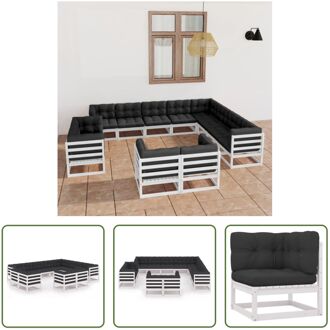 Loungebank Grenenhout - 7x Hoekbank - 5x Middenbank - 19x Rugkussen - 12x Zitkussen - 70x70x67 cm - Wit