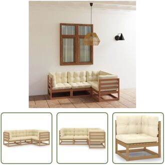 Loungebank Grenenhout - Tuinmeubelset - Honingbruin - 70x70x67 cm - Met kussens