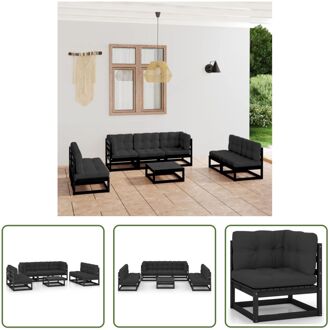 Loungebank Grenenhout Zwart - 70x70x67 cm - Incl - Kussens