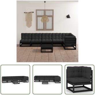 Loungebank Grenenhout Zwart - 70x70x67 cm - Inclusief kussens - Montage vereist