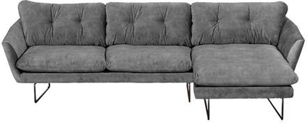 Loungebank Kuddar chaise longue rechts | velours Adore grijs 180 | 2,71 x 1,60 mtr breed