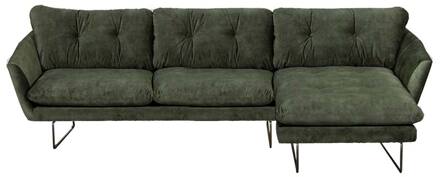 Loungebank Kuddar chaise longue rechts | velours Adore Hunter groen 156 | 2,71 x 1,60 mtr breed