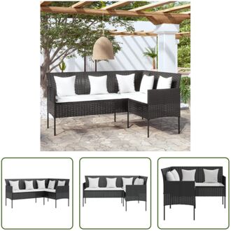 Loungebank L-vorm - Zwart - 161.5 x 113 x 80 cm - PE-rattan