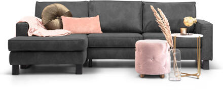 Loungebank 'Mathew' Links, Microleder, kleur antraciet