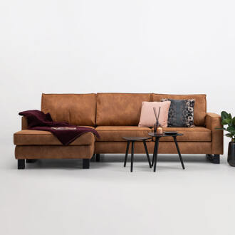 Loungebank 'Mathew' Links, Microleder, kleur cognac