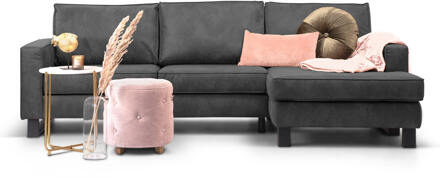 Loungebank 'Mathew' Rechts, Microleder, kleur antraciet