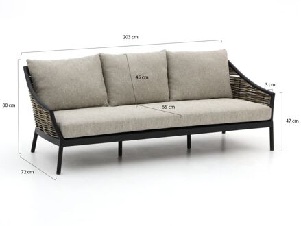 Loungebank Milou 203 cm Grijs, Zwart