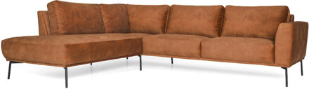 Loungebank Tulp chaise longue links | leer Colorado cognac 03 | 2,24 x 2,70 mtr breed