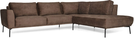 Loungebank Tulp chaise longue rechts | leer Colorado bruin 04 | 2,70 x 2,24 mtr breed