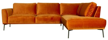 Loungebank Tulp chaise longue rechts | velours Brunei koper 18 | 2,70 x 2,24 mtr breed