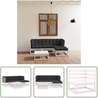 Loungebankset Wit - Grenenhout - 70x70x67 cm - Inclusief kussens