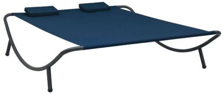 Loungebed - Blauw - 200 x 173 x 45 cm - Gemaakt van Oxford stof en staal - Met 2 kussens - Montage