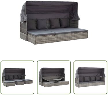 Loungebed Gemengd Grijs 200x60x124 cm - Duurzaam PE-rattan - Weerbestendig - Montage vereist