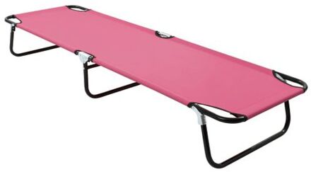 Loungebed - Opvouwbaar campingbed - Roze - 190 x 58 x 28 cm - Draagvermogen 120 kg