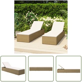 Loungebed - PE-rattan - gepoedercoat staal - 198 x 60 cm - weerbestendig Bruin