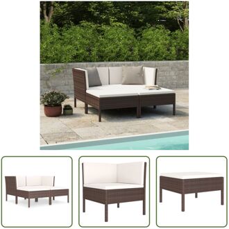 Loungebruin 4-delig - 69x69x69cm - PE-rattan