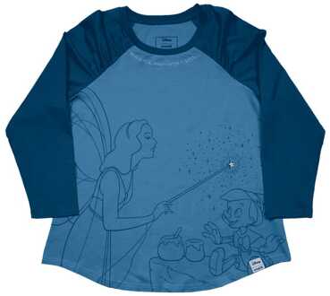 Loungefly Pinocchio by Loungefly Tee T-Shirt Unisex Blue Fairy Shirred Raglan Size L