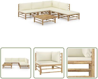 Loungehoek Bamboe - Lounge set - Crèmewit - 65x70x60 cm - Stevig en gemakkelijk schoon te maken