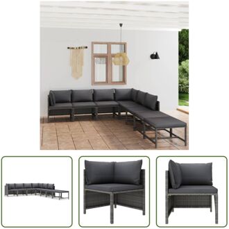 Loungehoek - Poly rattan - Gepoedercoat stalen frame - Grijs - Afmetingen- 60x60x60cm - Inclusief