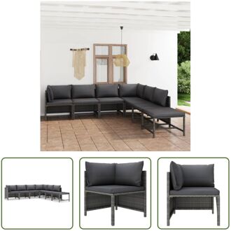 Loungehoek Poly Rattan - Grijs - 60x60x60 cm - Modulair - Met Kussens - Montage vereist