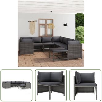 Loungehoek poly rattan - Grijs - PE-rattan - Stalen frame - Afmetingen- 60x60x60 cm - Inclusief