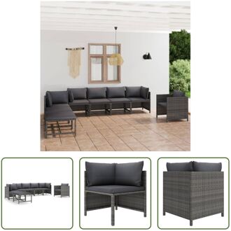 Loungehoek - Poly rattan loungeset - Grijs - 60x60x60 cm - Inclusief kussens