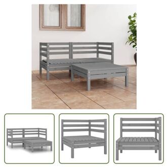 Loungehoekbank - Massief Grenenhout - Grijs - 63.5 x 63.5 x 62.5 cm (B x D x H) - Inclusief 2