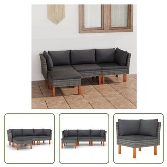 Loungeset 1201 - Tuinmeubelset - Grijs - 60.5 x 64.5 x 67 cm - PE-rattan