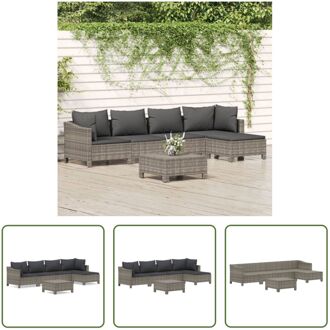 Loungeset 6-delig grijs PE-rattan en staal - 63x63x55.5 cm - comfortabel