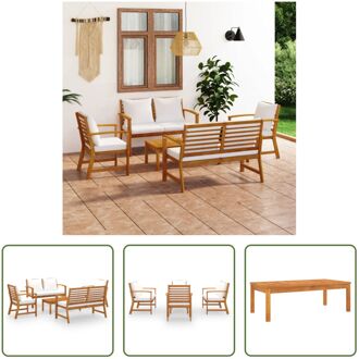 Loungeset Acacia - Bank - Stoel - Crème - 120x60.5x81cm