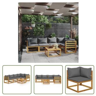 Loungeset Acacia - Modulair - Donkergrijs - Weerbestendig - 68x68x29cm - 70x70x60cm - 68x70x60cm