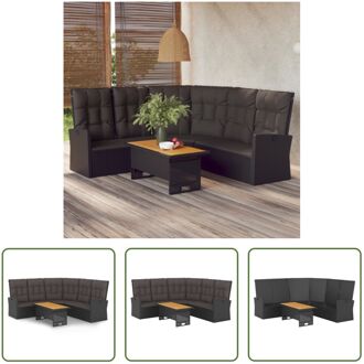 Loungeset - Acacia - Verstelbaar - Zwart - 186x186x95 cm