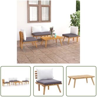 Loungeset - Acaciahout - 115 x 65 x 65 cm - Donkergrijs - Wit Bruin