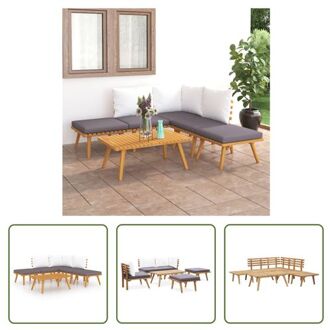 Loungeset Acaciahout - Hoekbank (65x65x65cm) - Middenbank (60x65x65cm) - Salontafel (90x55x35cm) - Bruin