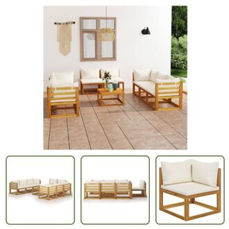 Loungeset - Acaciahout - Modulair - 68x68x29 cm - Crème