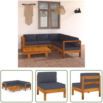 Loungeset Acaciahout - Tuinmeubelset - Massief hout - Donkergrijs kussen - 100x60x25cm